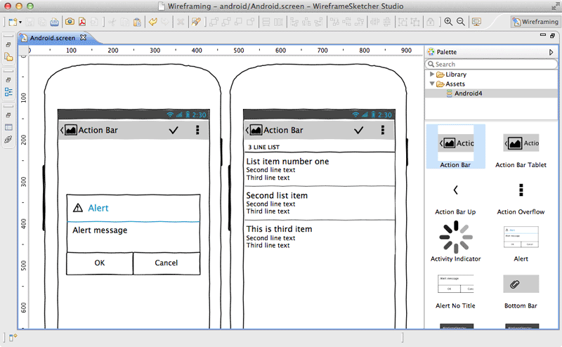 Create Android wireframes, mockups, prototypes