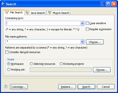 Search dialog