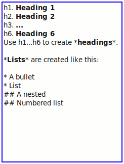 Lists and Headings Wiki Syntax