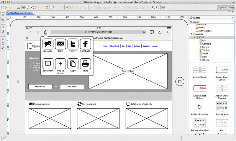 ipad wireframe vector