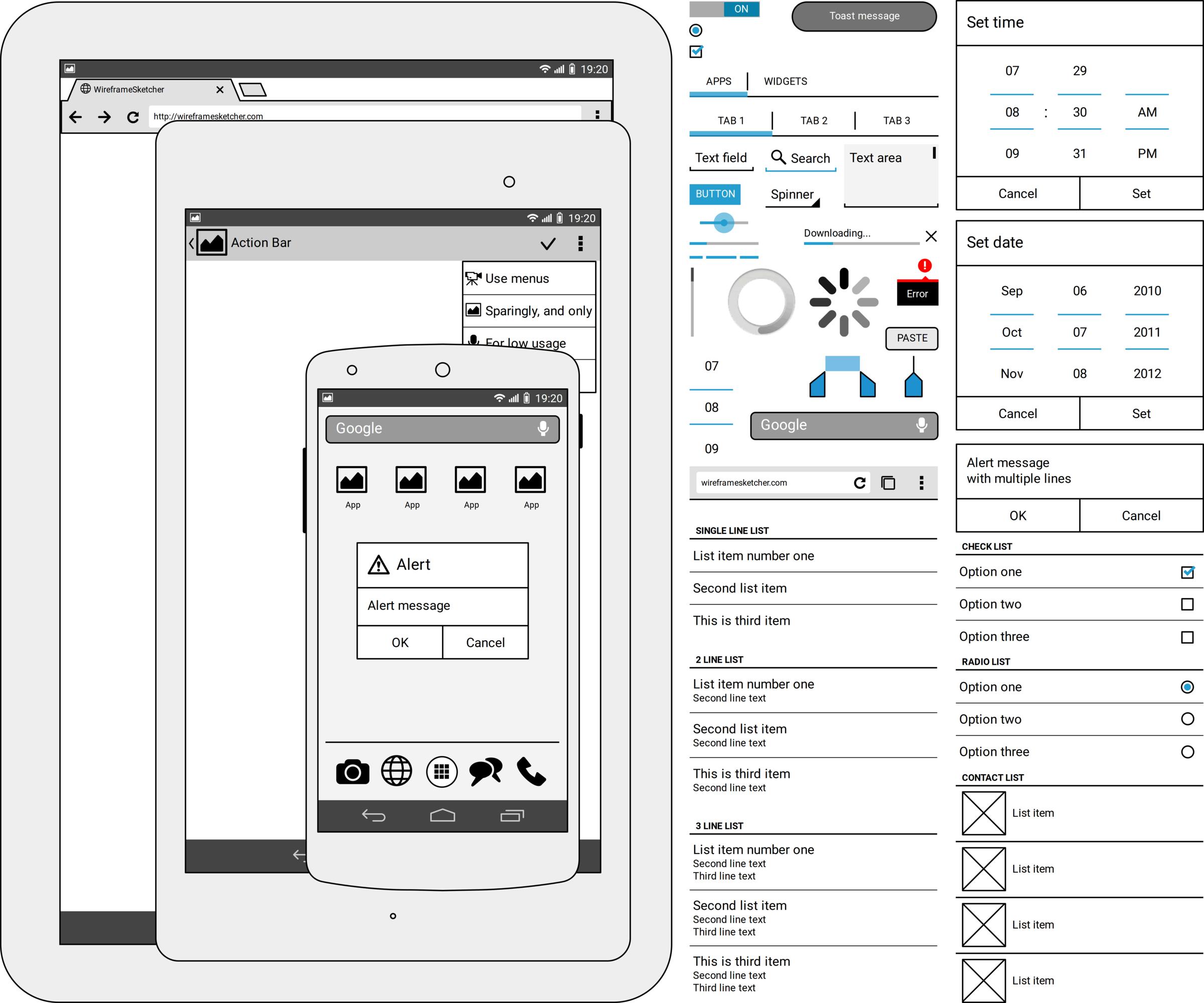 Android KitKat Stencil WireframeSketcher